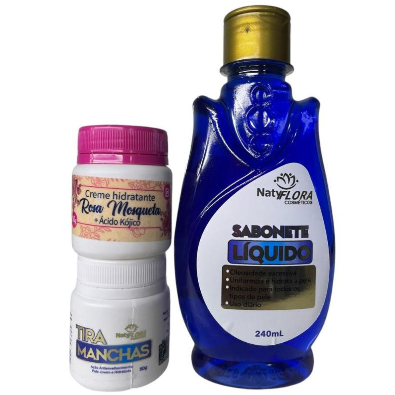 Kit Tira Manchas Pomada Tira Manchas Rosa Mosqueta e Sabonete Liquido 1 de cada em Oferta na Shopee