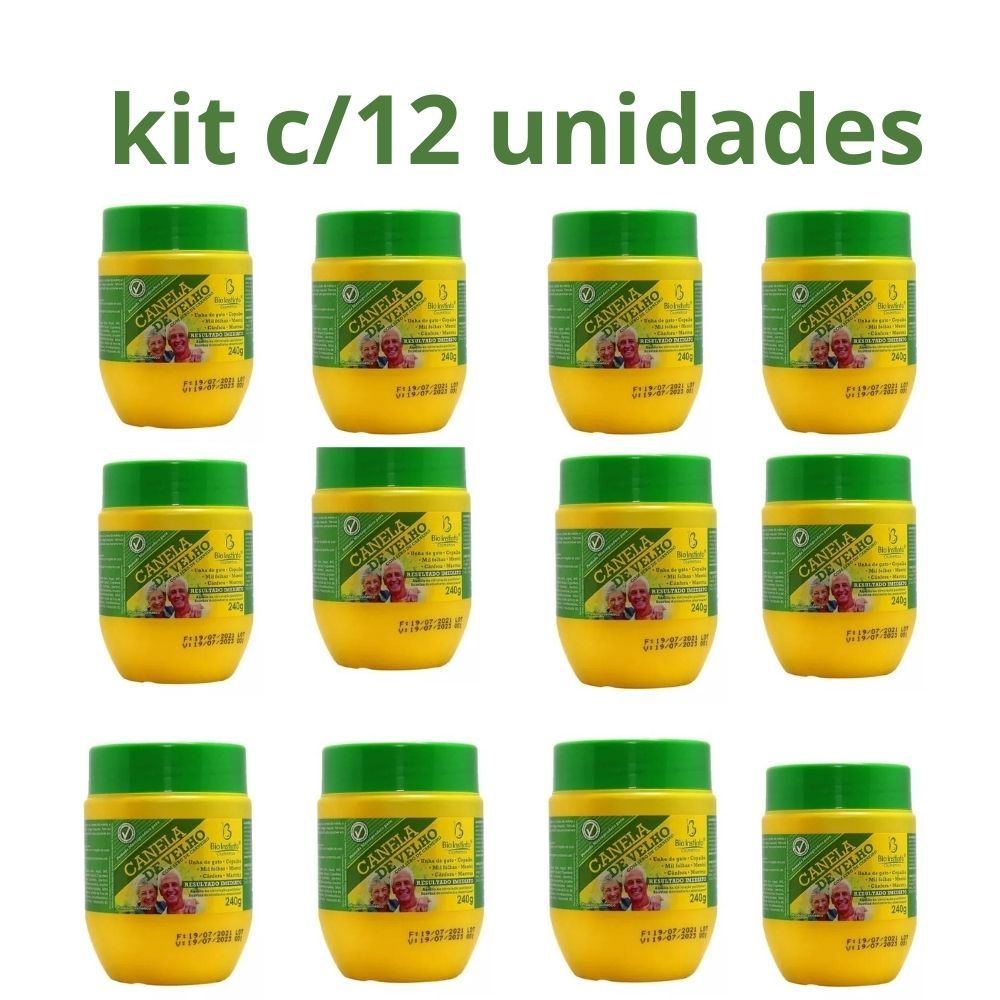 Caxa C/12 Pomadas Canela De Velho 240g Alívio Que Funciona