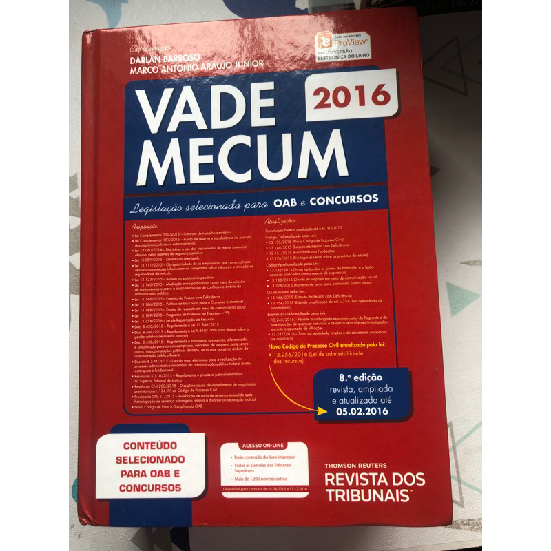 Livro- VADE MECUM-2016 Legislação selecionados para OAB é concursos