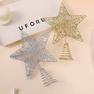 Ponteira estrela de árvore de natal aramada com glitter 20CM /E72062