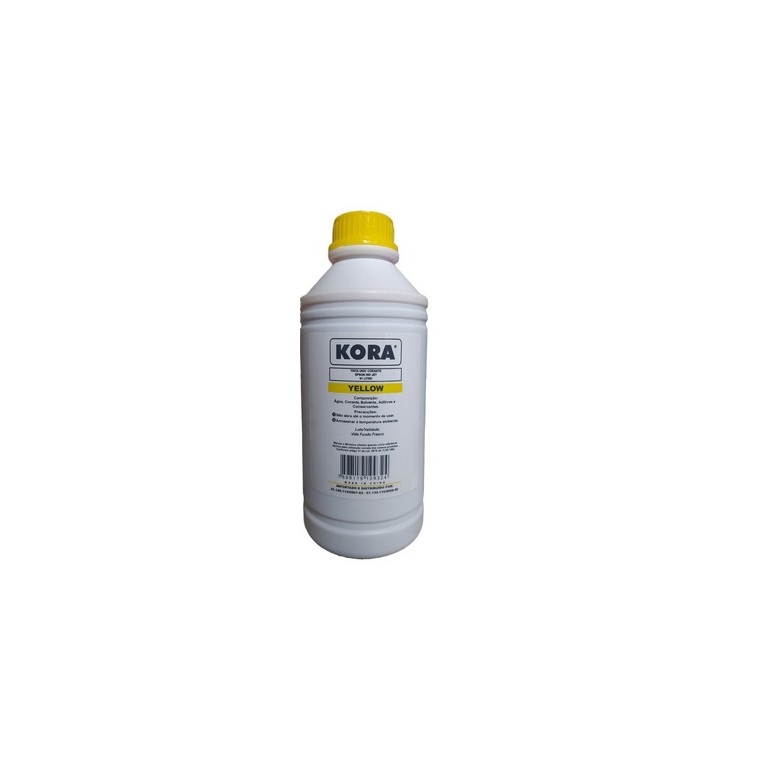 Tinta para Cartuchos Recarregáveis Kora 1 Litro Yellow / Amarelo Universal Linha HP Jato de Tinta ou Bulk