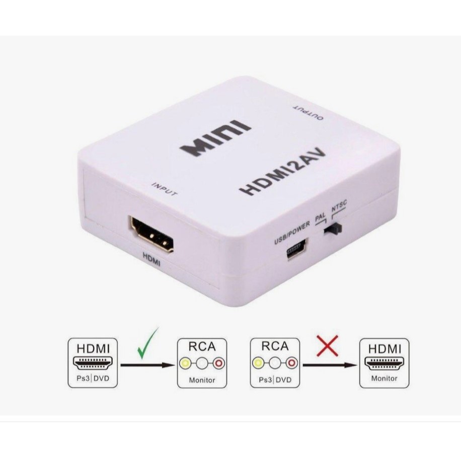HDTV2AV Mini Adaptador Conversor Hd Video 1080P HdmI To Av A interface para TV antiga é RCA em Oferta na Shopee