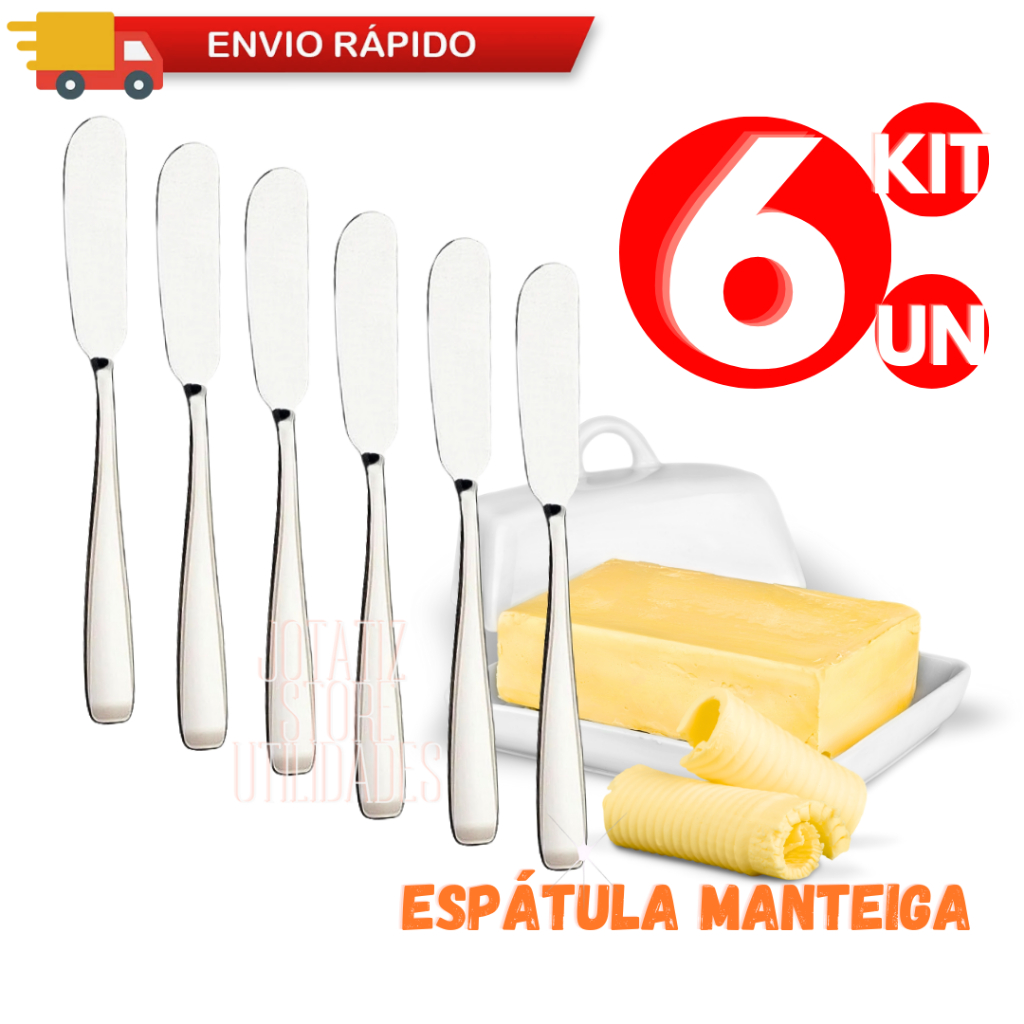 Faca De Manteiga 06/ 03 Kit Espátula Passador Margarina Patê Geleia Requeijão De Aço Inox Alta Qualidade Envio Imediato