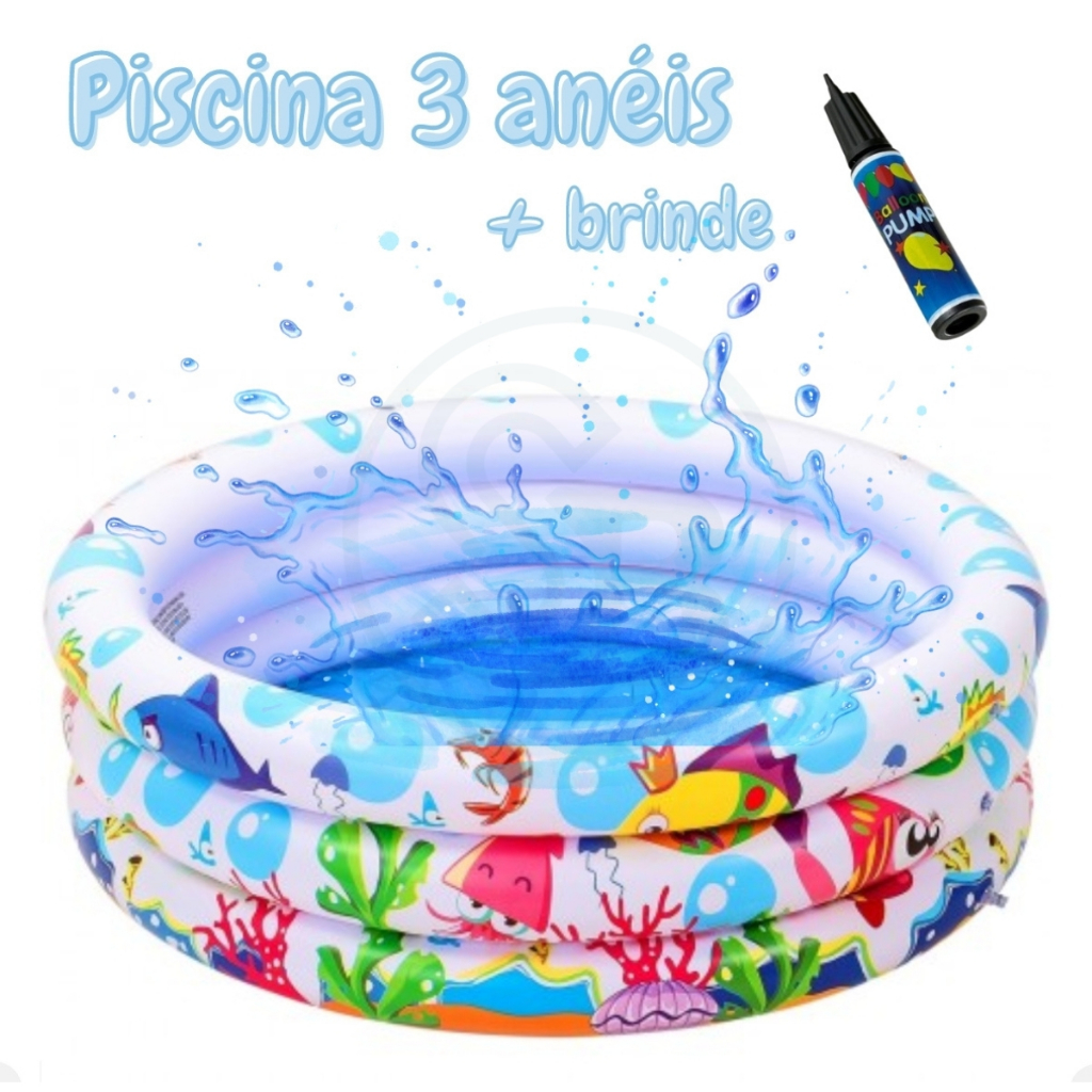 Piscina Inflável Infantil 180 Litros Fundo Do Mar Criança Bebê Para Bolinhas E Água