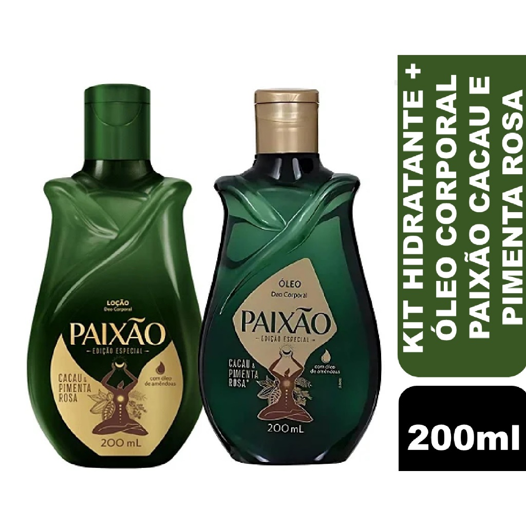 Kit Paixão Cacau e Pimenta (Loção Hidratante 200ml+ Óleo Corporal 200ml)