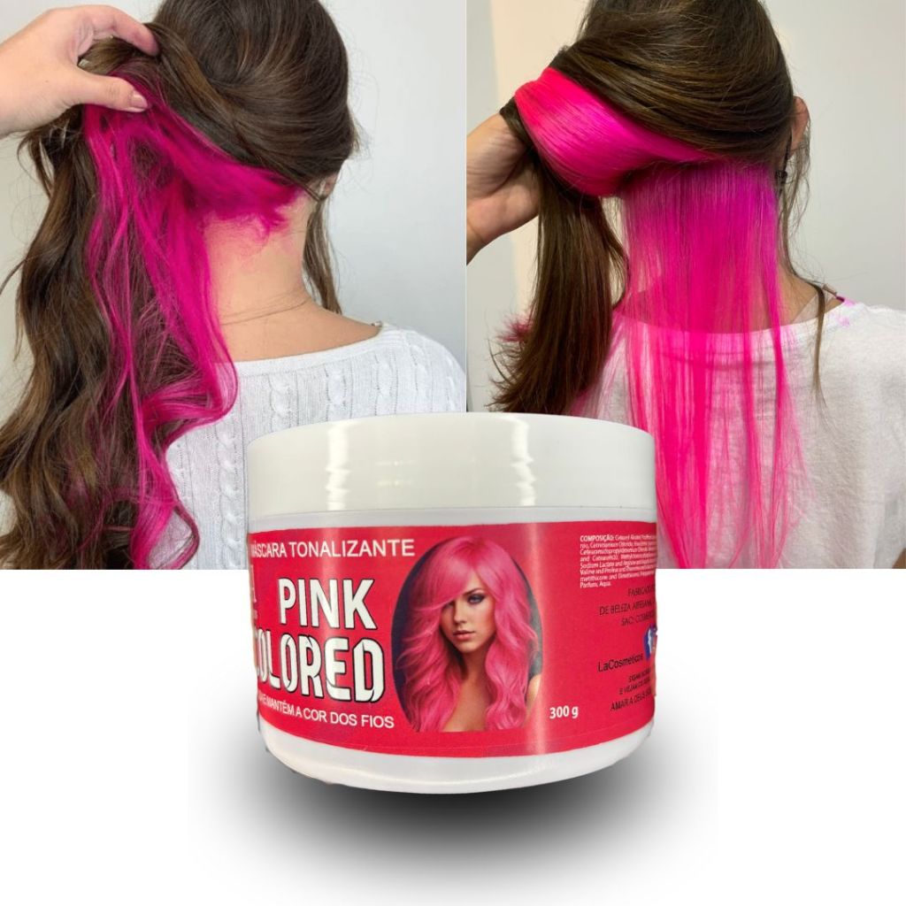 Tonalizante Rosa Pink - Mechas Rosas fácil - S/ Amônia - Resultado 100% Natural La cosméticos 300g