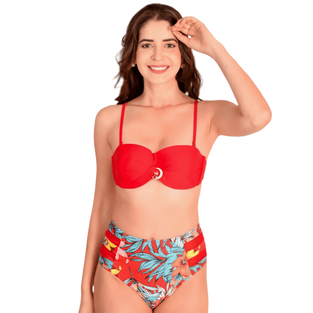 Z&D Lingerie Biquini Conjunto Com Aro e Bojo Calcinha Cintura Alta Shortinha  B6803 - Sports & Outdoors