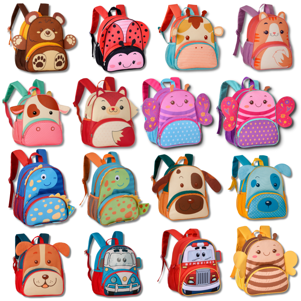 Mochila Infantil Feminina e Masculina Animais Clio Pets Original Diversos Desenhos em Oferta na Shopee