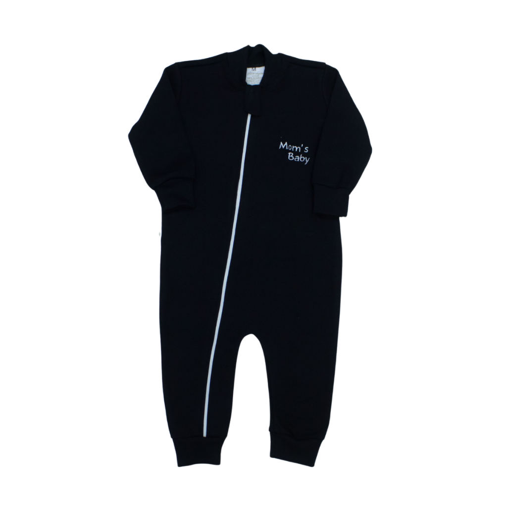Macacão de Bebê Menino e Menina Bordado com Zíper e Protetor Suedine 100% Algodão Veste Fácil