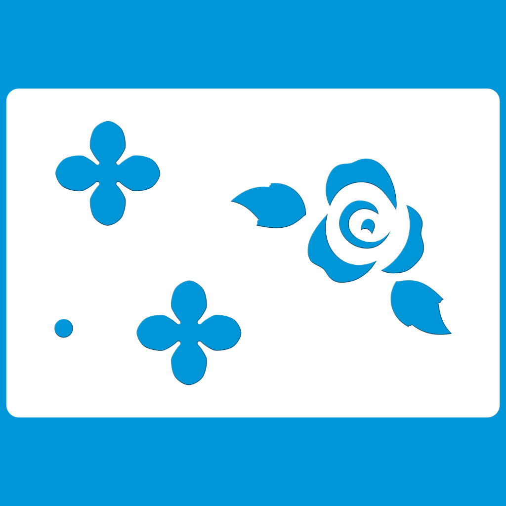 Stencil 8 X 12 Florzinhas Rosinha Molde Vazado Pintura Tecido Mdf Madeira Parede Camiseta Pano Prato