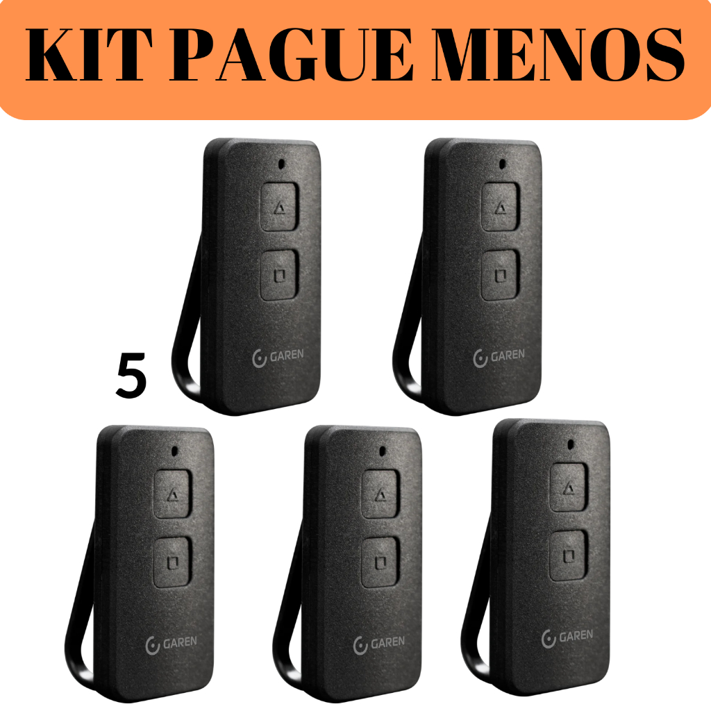 Kit 5 Controles Remoto para Portão Automático Garen PPA  AGL HDL Intelbras Tx Light/Tx Max