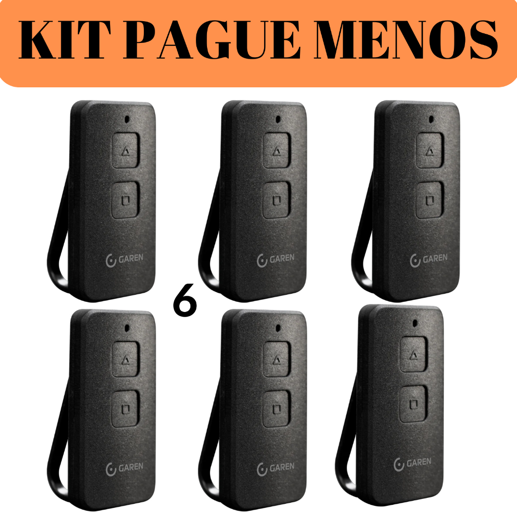 Kit 6 Controles Remotos para Portão Automático Garen PPA  AGL HDL Intelbras Tx max