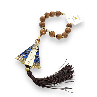 Adorno de Nossa Senhora Aparecida de madeira, Penduricalho de Nossa Senhora Aparecida, Terço de carro, Adorno para carro