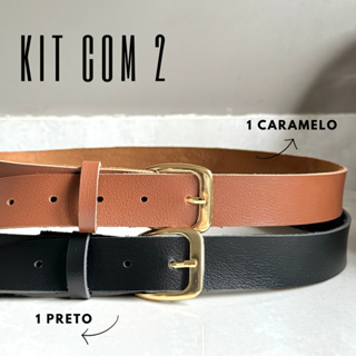 Kit 2 Cintos Feminino Fivela Clássica em Oferta na Shopee