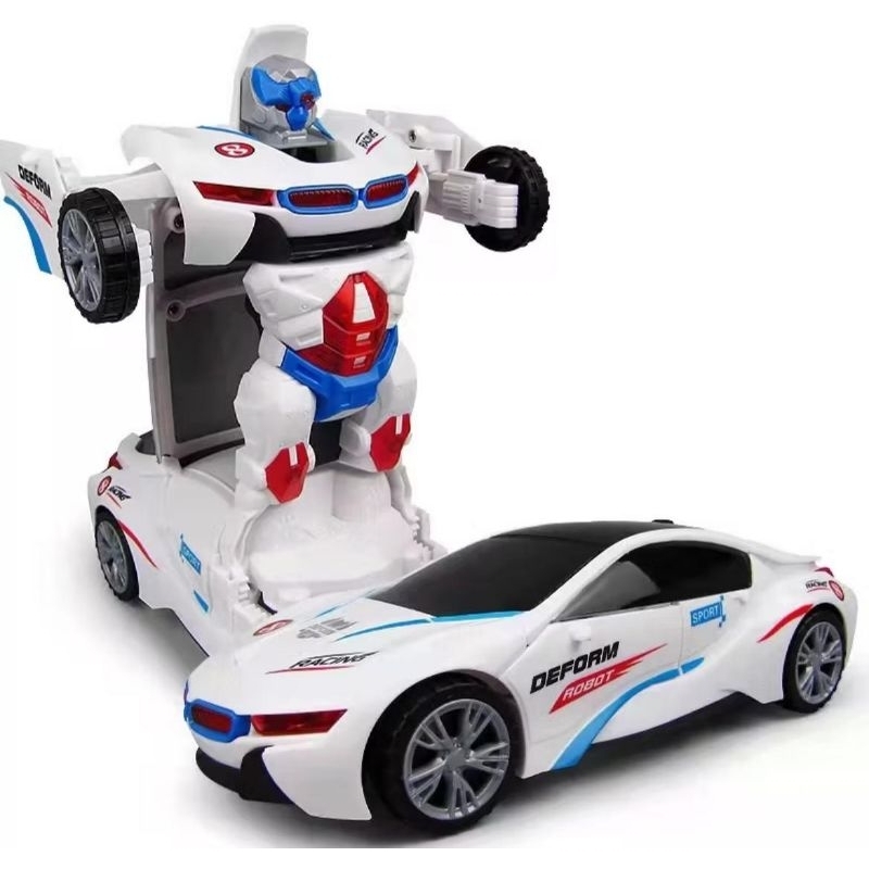Carrinho Brinquedo Transforme Vira Robô Bate E Volta Com Luzes E musica com caixa