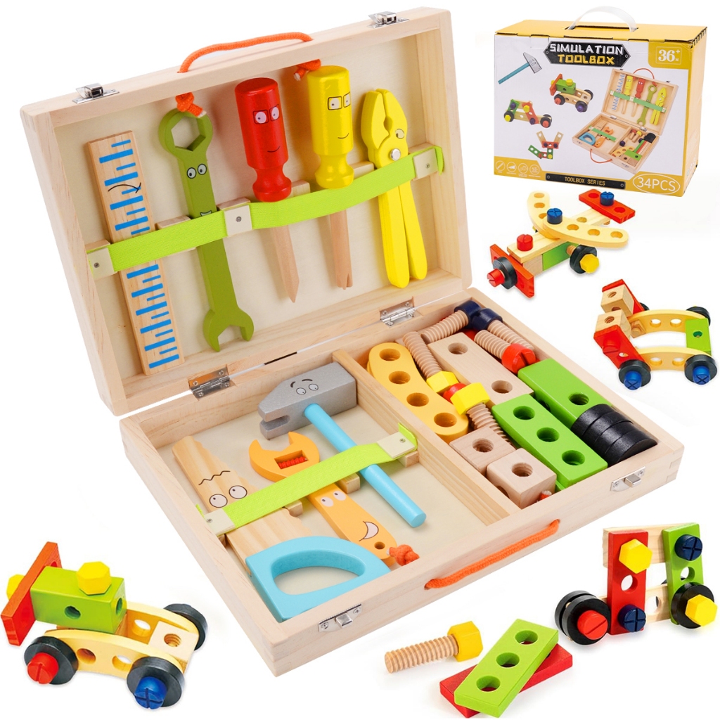 Brastoy Conjunto de Ferramentas de Madeira Infantil Brinquedos Montessori STEM Construção em Oferta na Shopee