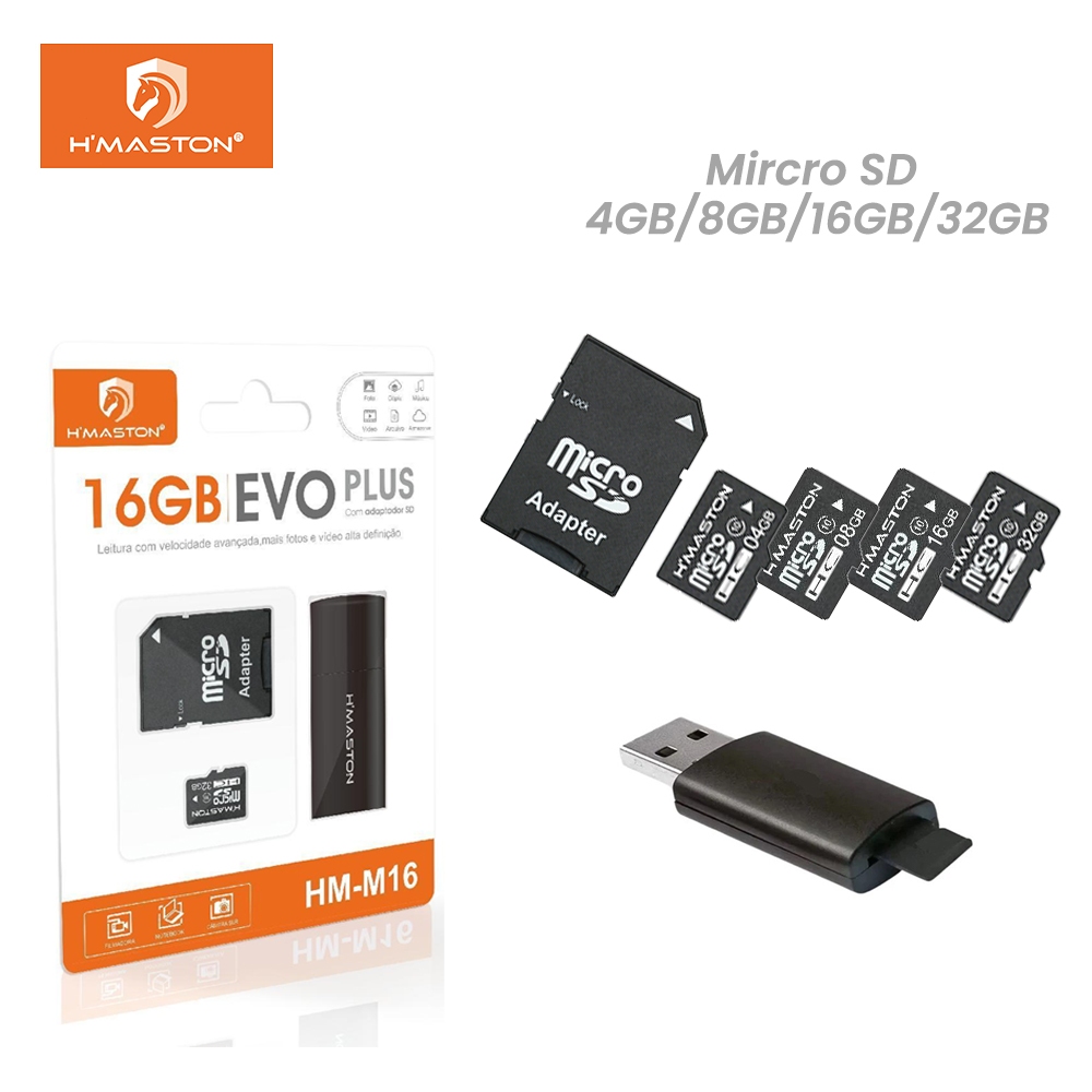 Cartão de Memória Micro Sd 4GB 8GB 16GB com Adaptador Sd para Celular Notebook Filmadora H'maston
