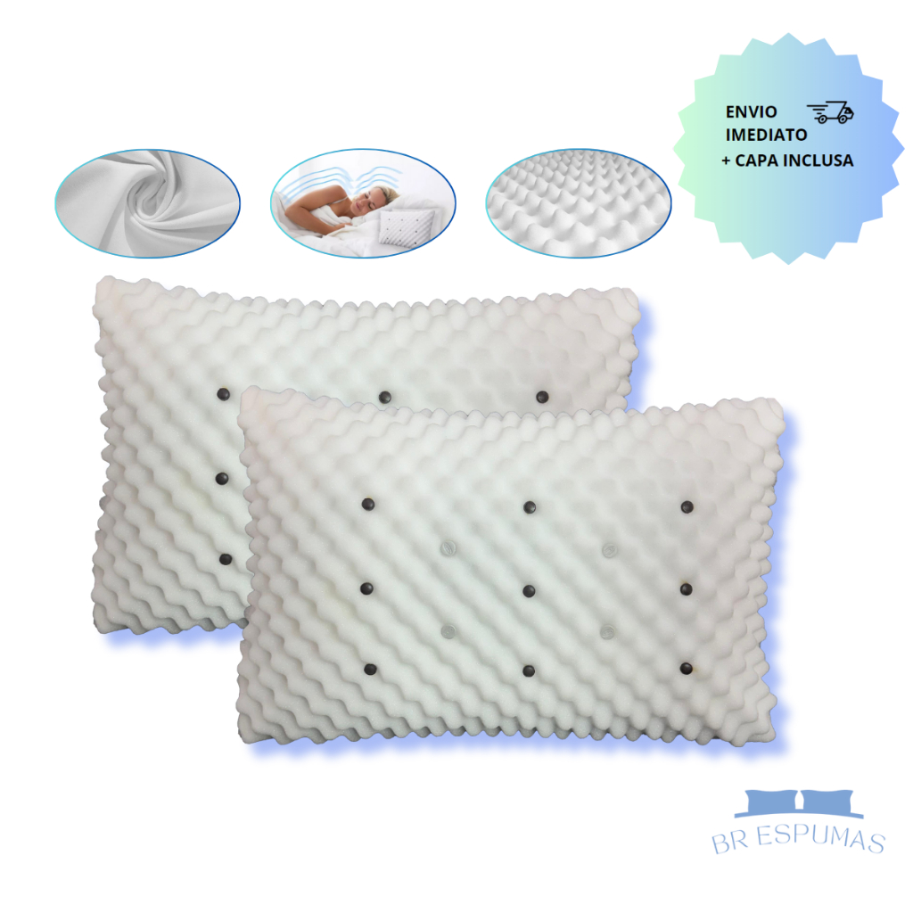 kit 2 Travesseiro MAGNÉTICO ALTO ORTOPÉDICO Soft Confortável Massageador Infravermelho Terapêutico