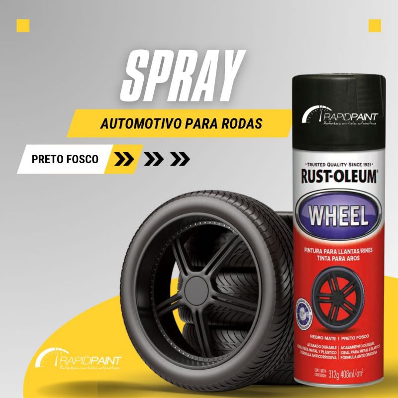 SPRAY PRETO FOSCO AUTOMOTIVO PARA PLASTICOS E RODAS "PREMIUM" 456ml RUST OLEUM em Oferta na Shopee