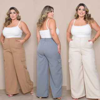 CALÇA CARGO FEMINA ALFIATARIA PLUS CIZE GG XG G1 G2 G3 em Oferta na Shopee