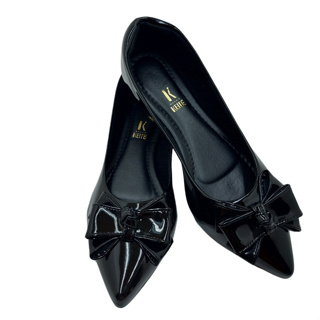 Sapatilha rasteira preto feminino bico fino verniz preta com laço rasterinha em Oferta na Shopee