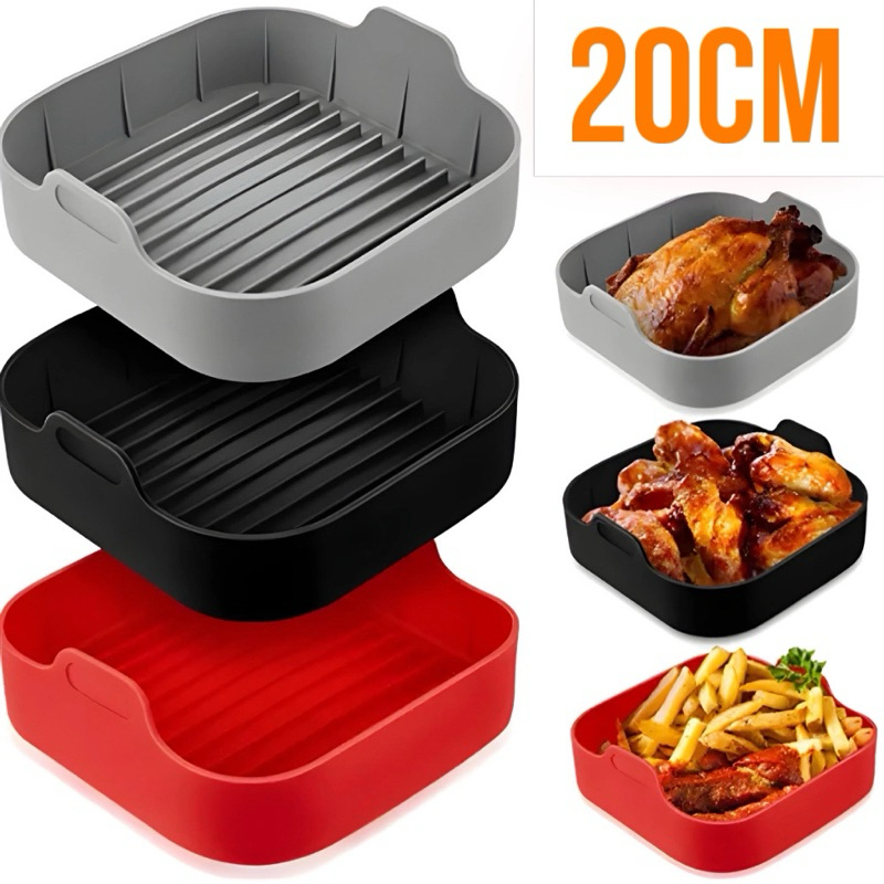 Forma de Silicone 20Cm Para AirFryer Grande Cesto Fritadeira Elétrica Assadeira Air Fryer