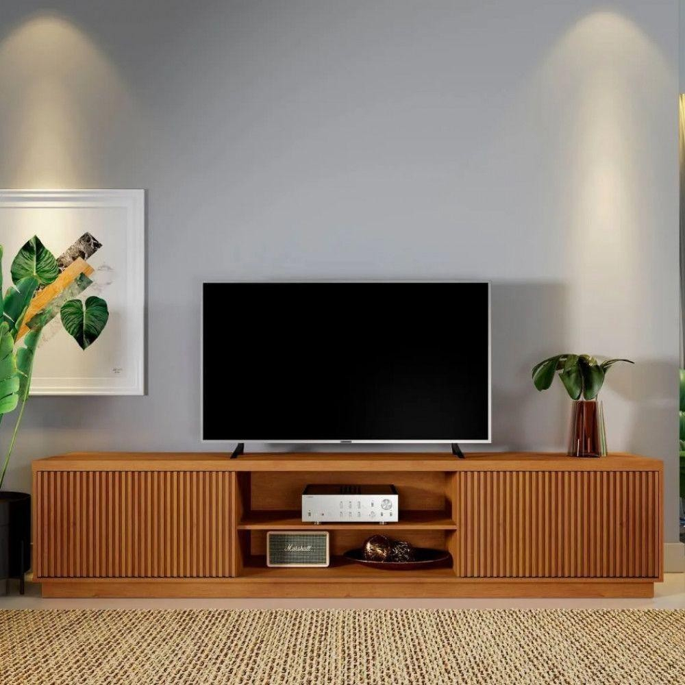 Rack para TV 70" Ripado 2 Portas de Correr Siena Mavaular Naturalle - Home & Living