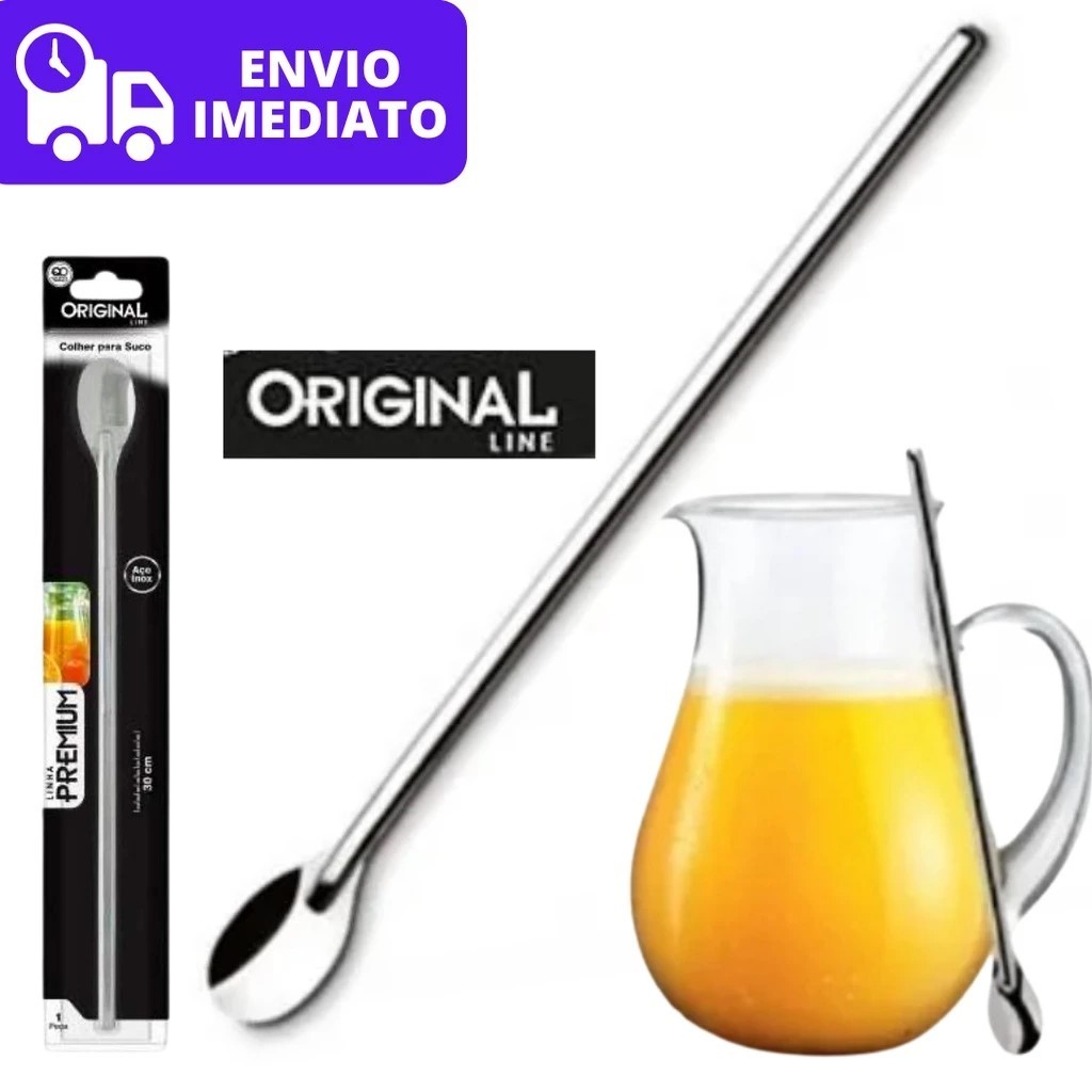 Colher para Suco Bailarina 30 Cm Aço Ideal para Jarras e copos fundos