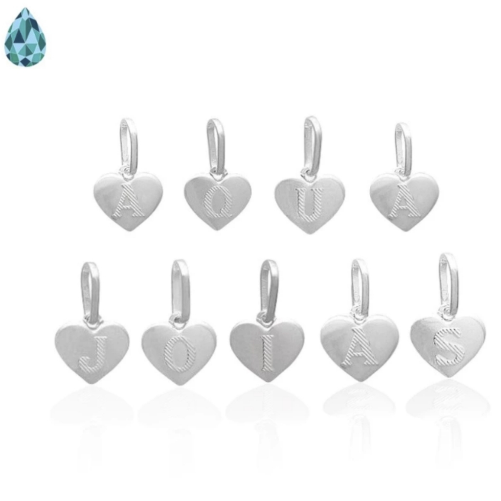 Pingentes Coração com Letra em Prata 925 em Oferta na Shopee