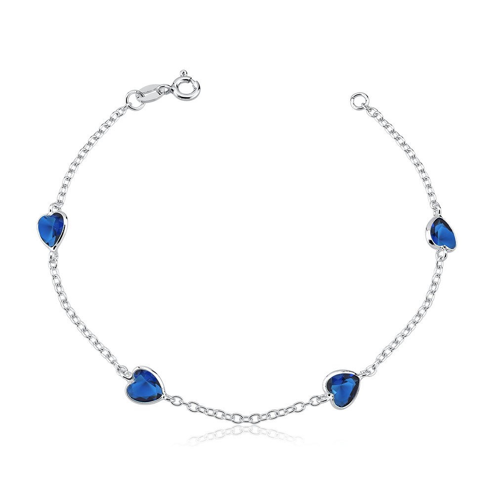 Pulseira prata 925 feminina coração azul marinho em Oferta na Shopee