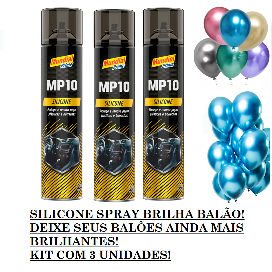 SILICONE SPRAY BRILHA BALÃO - KIT 3 UNIDADES em Oferta na Shopee