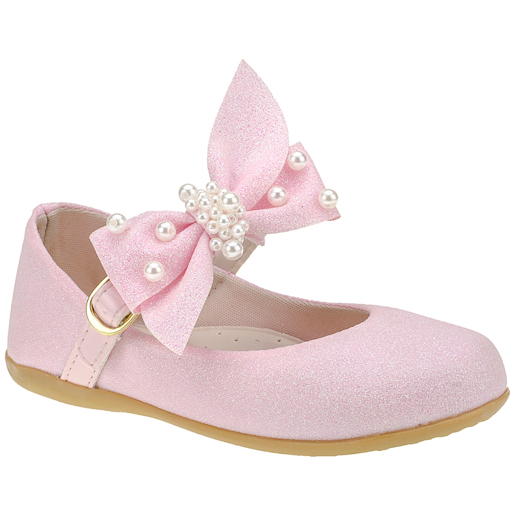 Sapatilha Infantil Menina Brilho Glitter Laço Pérola B2A Festa Delicada Casamento Confortável 2801 em Oferta na Shopee