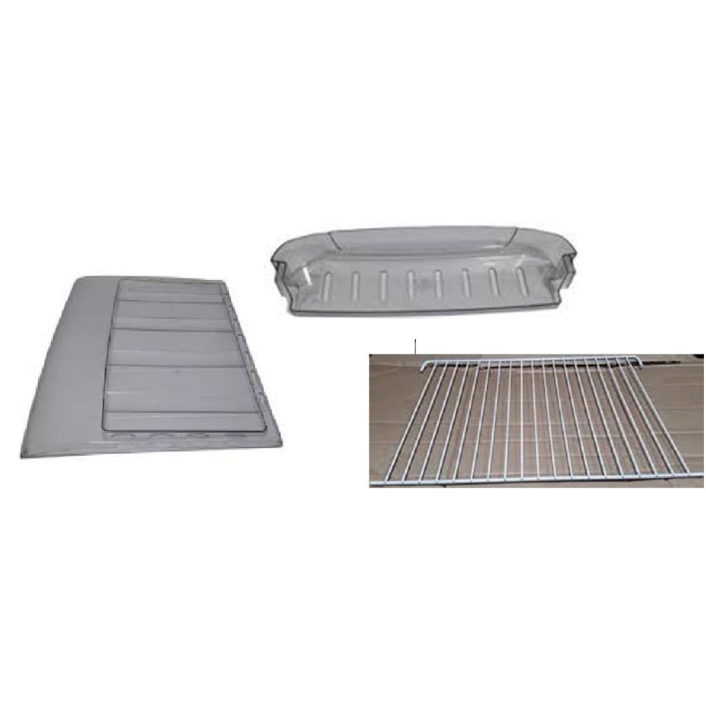Kit Prateleira Funda, Prateleira Aramada e Tampa da Gaveta de Legumes Roc 29 a 35 Esmaltec