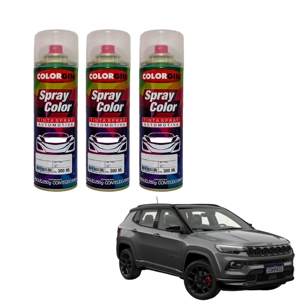 TINTA SPRAY AUTOMOTIVA CINZA STING GRAY COMPASS + VERNIZ COLORGIN
