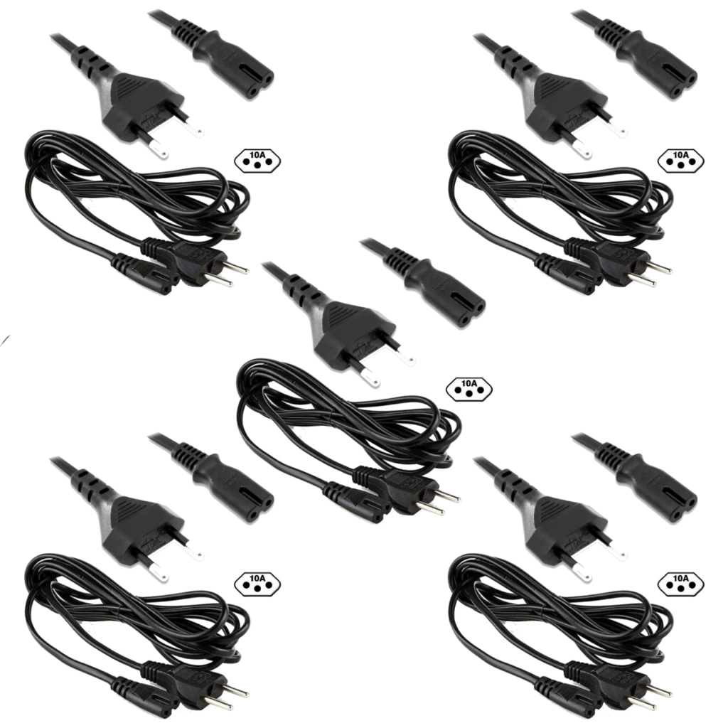 Cabo de Força Bipolar P/ Fonte Pc Monitor Vídeo game Ps2 Ps3 Xbox One tv radio 1.5m Padrão Inmetro - 1.5M