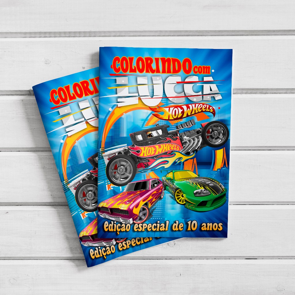 Livro de Colorir Personalizado Lembrancinha Aniversário HotWheels