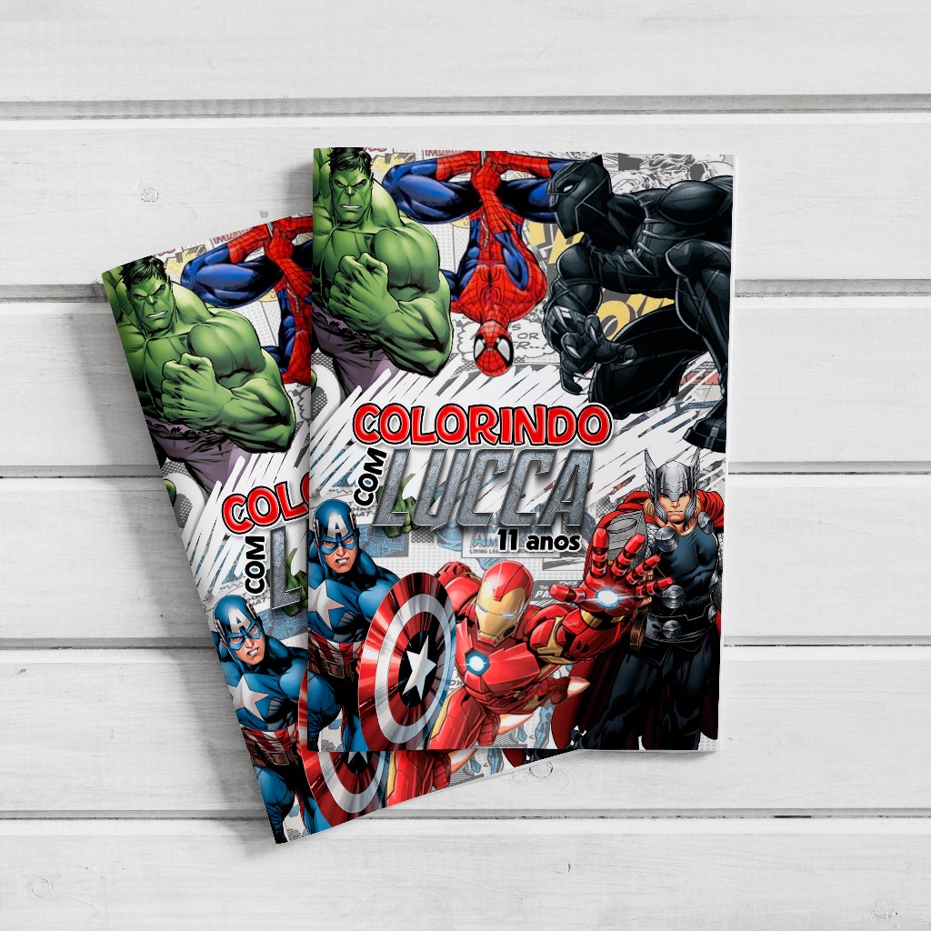 Livro de Colorir Personalizado Lembrancinha Aniversário Vingadores