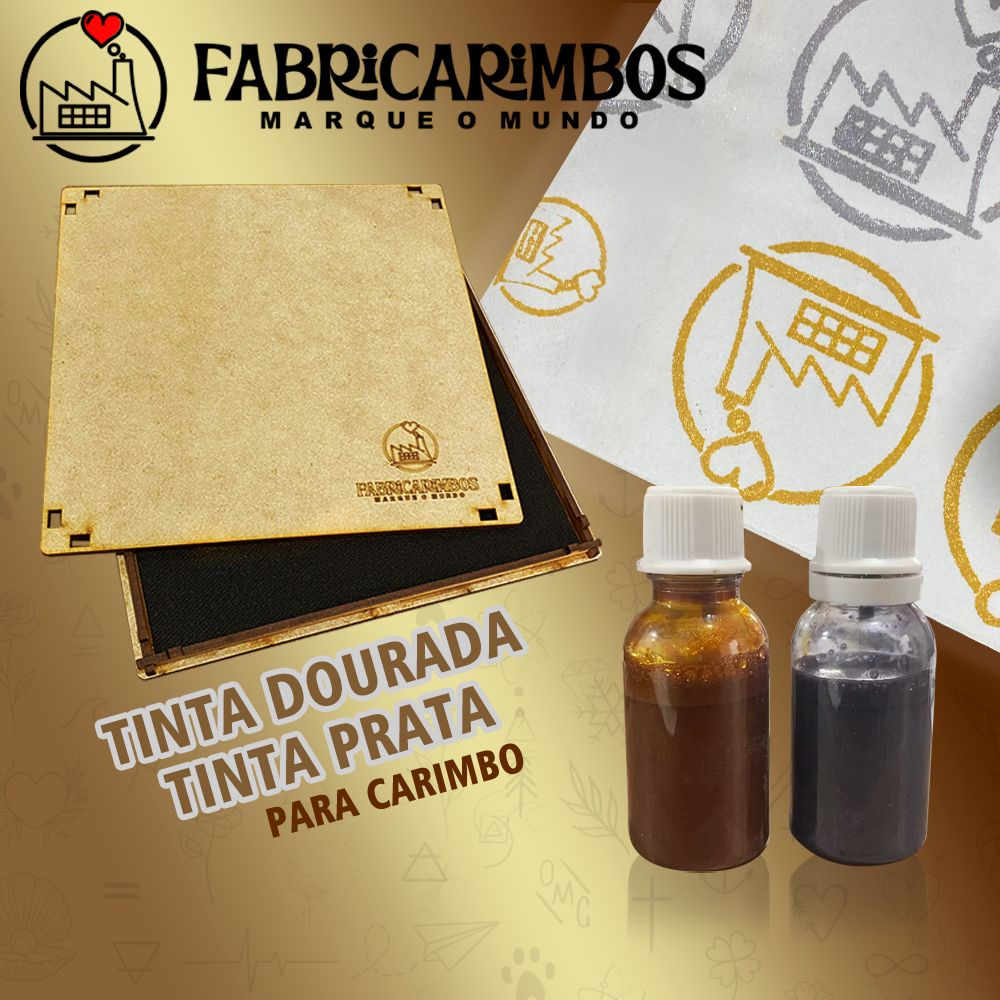Tinta Dourada / Prata para Carimbo para Papel/Kraft/Papelão - 30ml Prata ou Dourada em Oferta na Shopee