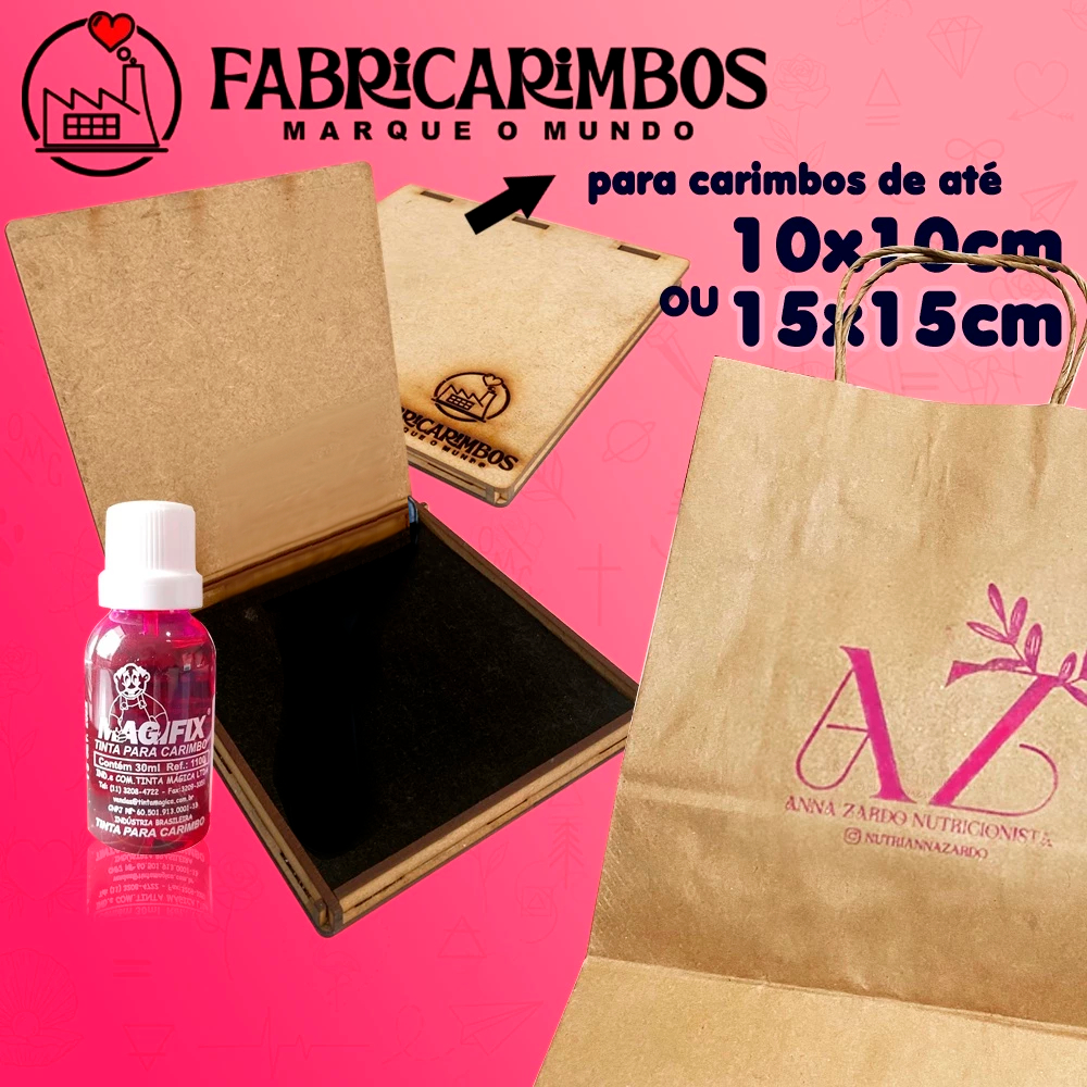 Almofada e Tinta Rosa de Carimbo para Papel/Kraft/Papelão - 30ml Rosa Magenta - Magifix