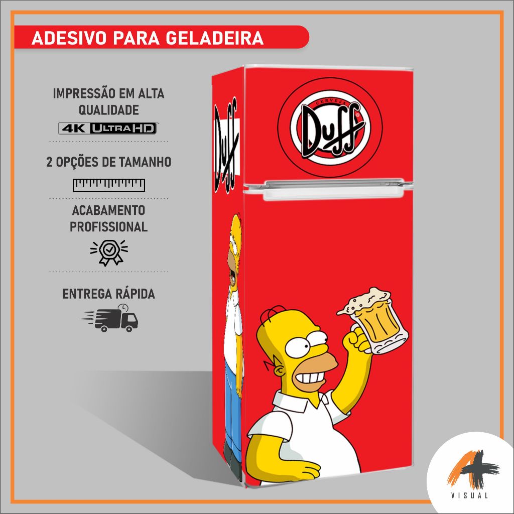 Adesivo Geladeira Envelopamento COMPLETO - DUFF - Personalizado
