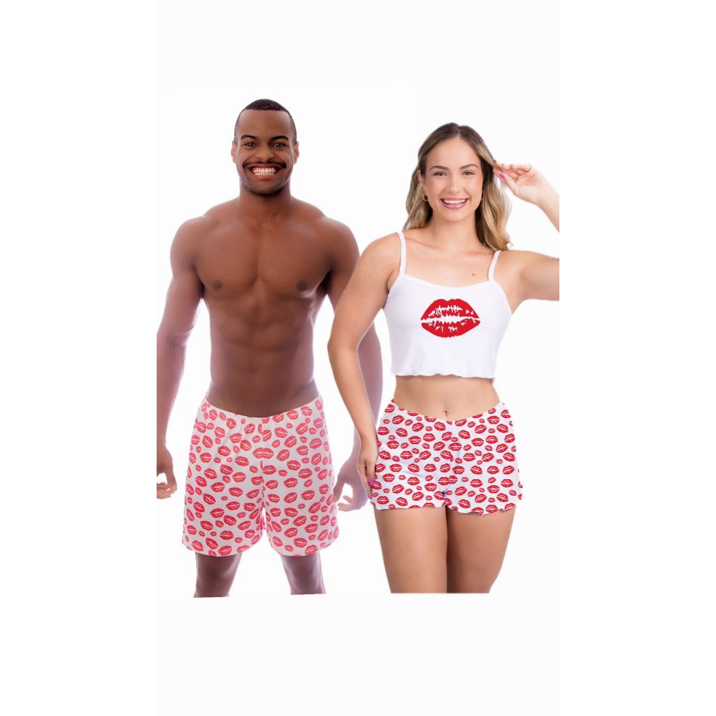 Pijama Casal Beijo Suede Ondinha samba canção e pijama alcinha