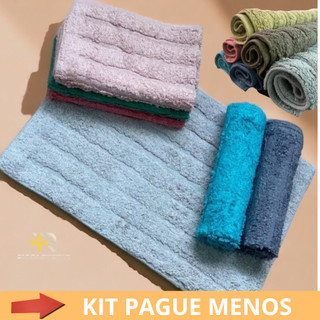 Tapeta Retangular - 100% Algodão  60x40cm - Toalha de Piso Para Banheiro