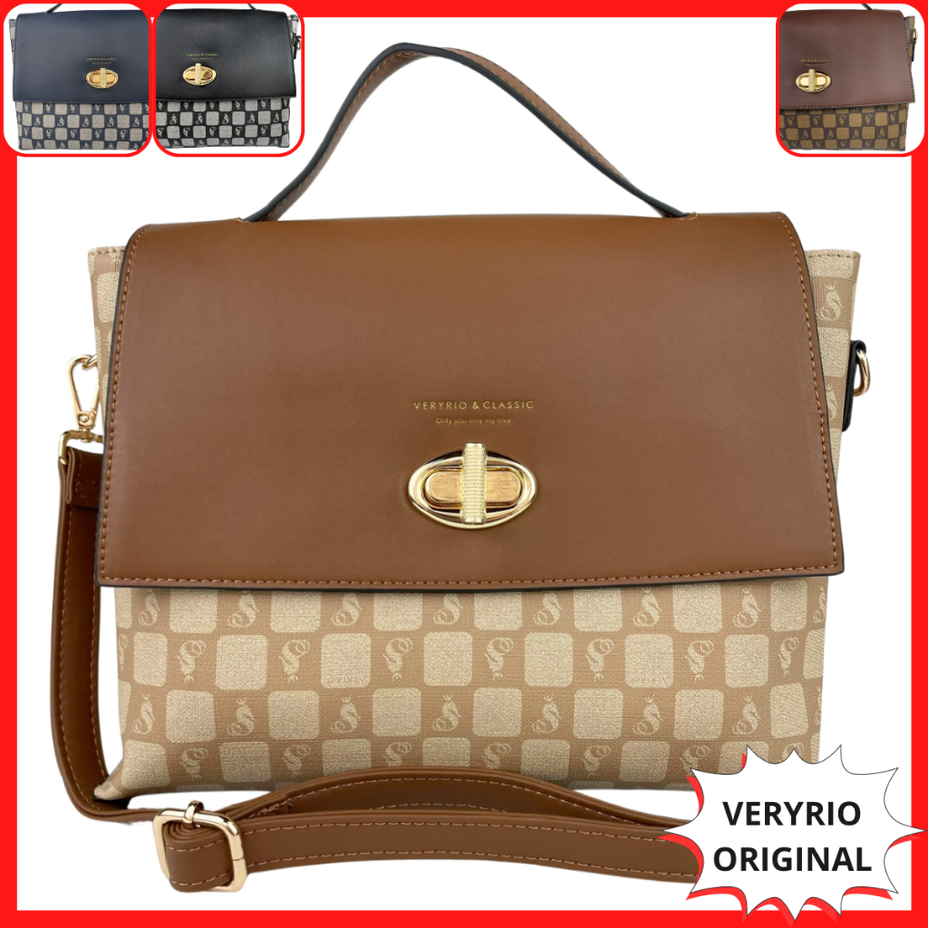 Bolsa Veryrio Original Média Monograma Festa Dia a Dia Casual Ombro Transversal Mão Tiracolo VR3653