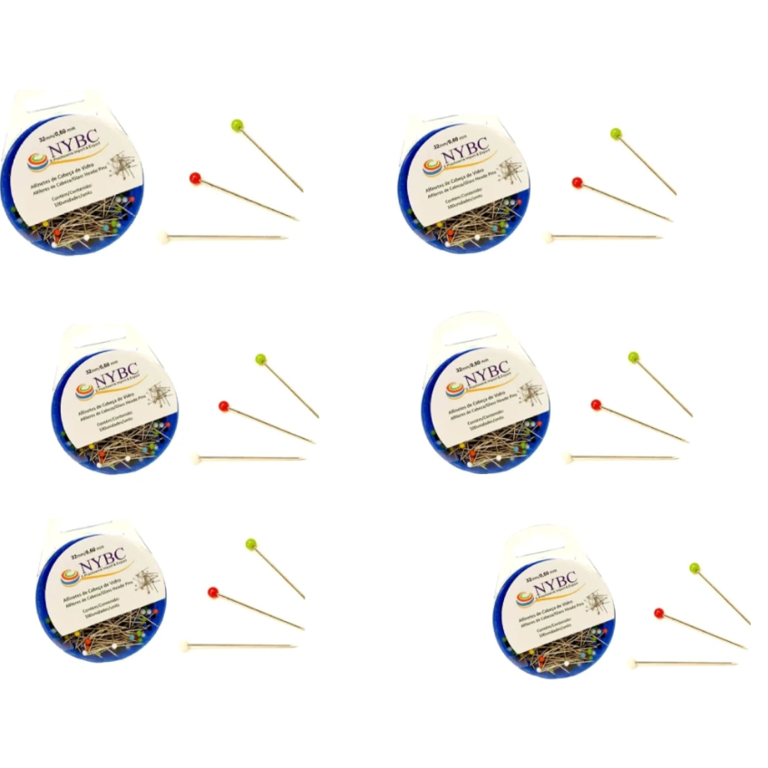 Alfinete Cabeça De Vidro Caixa Com 100 Unidade