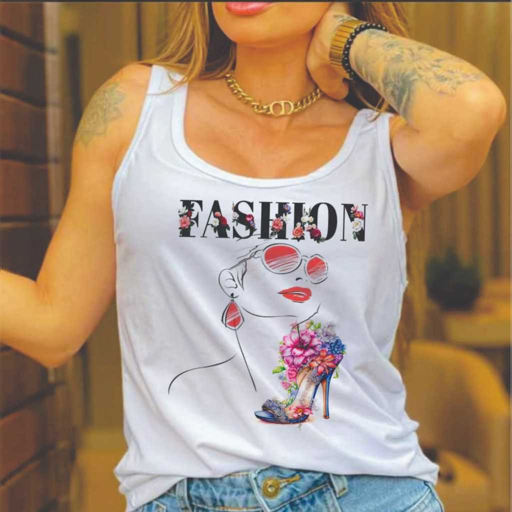 Regata Branca Básica Fashion