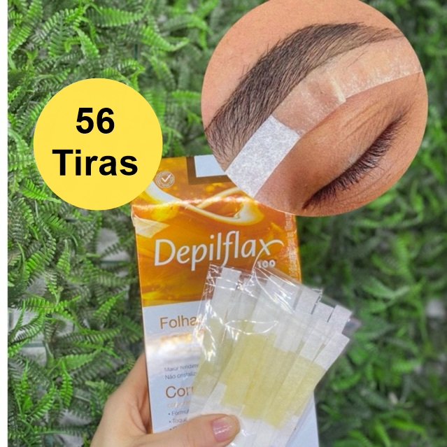 Kit 56 Tiras de Cera para Sobrancelhas Design Natural Depilflax 1cm