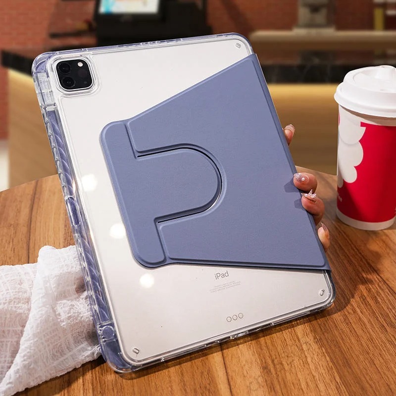 Capa de Acrílico com suporte do lápis, rotação de 360 graus, iPad 10 7 8 AIR 11 5 4 3 PRO 11 em Oferta na Shopee