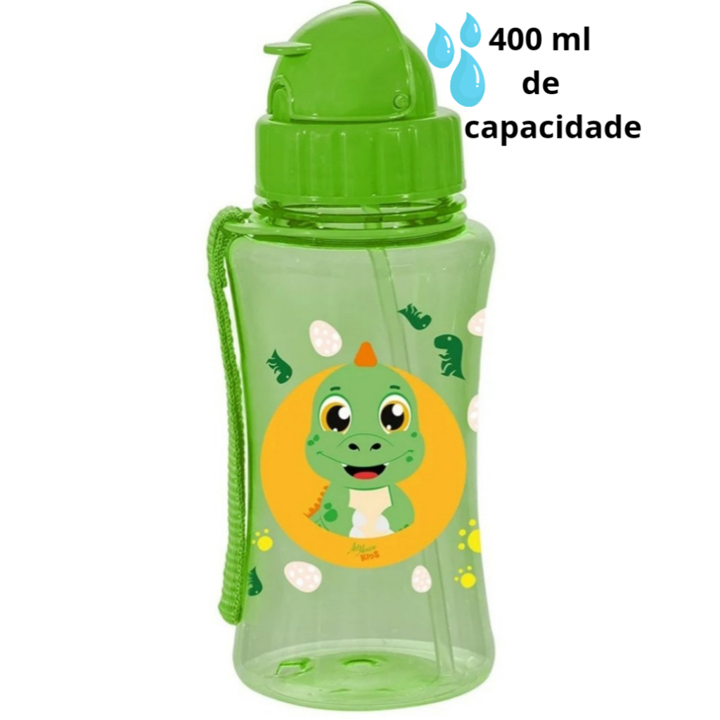 Garrafinha Infantil Squeeze Garrafa De Agua Suco Canudo Retrátil Bico De  Plástico Dinossauro