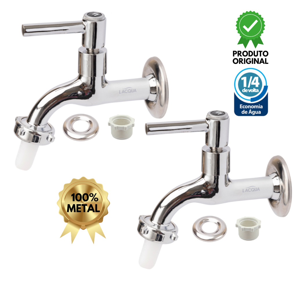 Kit 02 Torneiras Jardim Luxo Longa METAL 100% em Oferta na Shopee