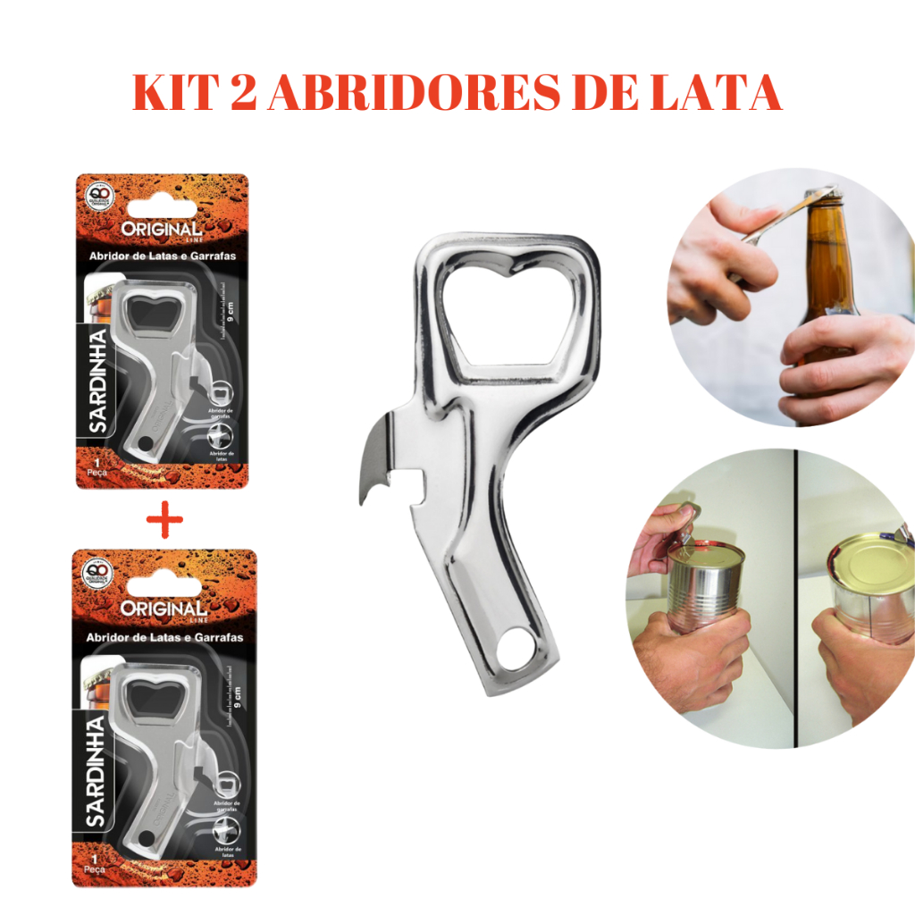 Kit com 2 Abridor de Latas, Garrafas, Refrigerantes, Cervejas 9CM em Oferta na Shopee
